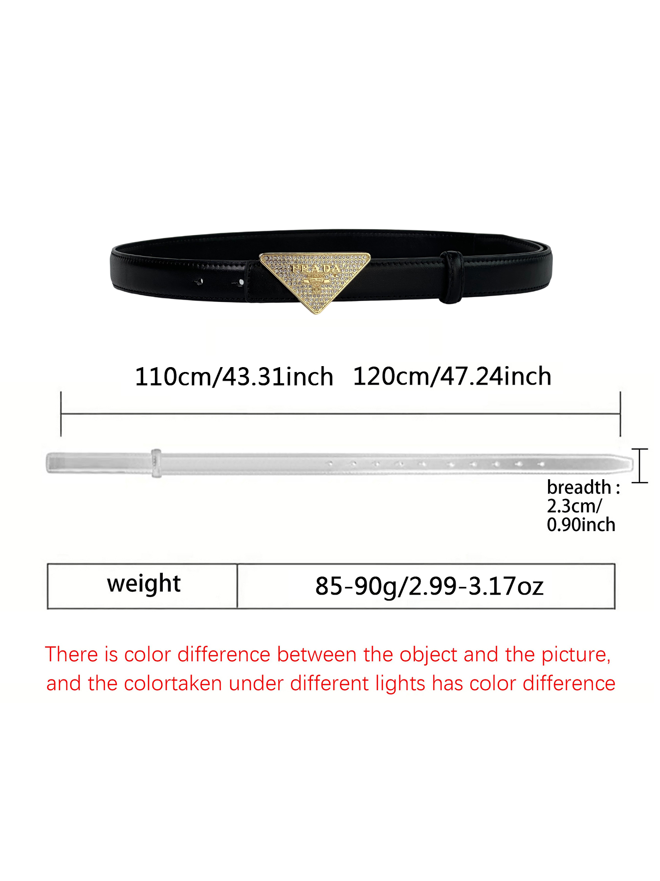 CCbelt Women's Crystal Triangle Logo Buckle Skinny Belt 2.5 Inches