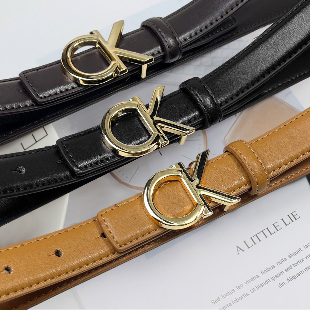 CCbelt Women's Gold CK Letter Buckle Skinny Belt 2.5 Inches