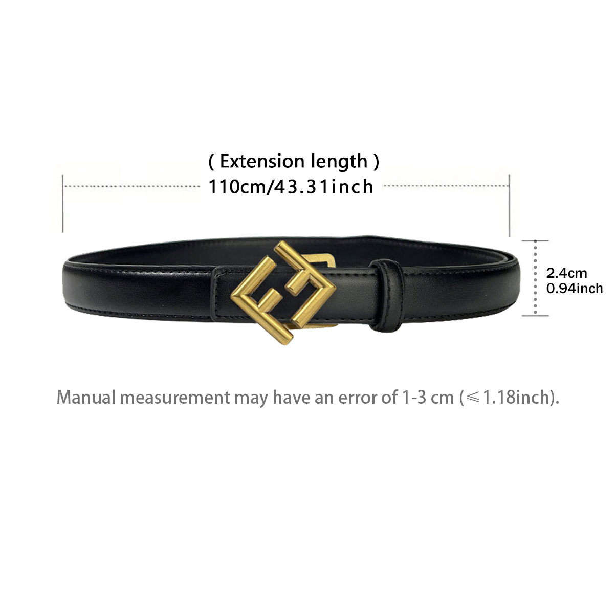 CCbelt Women's Antique Gold FF Letter Buckle Skinny Belt 2.5 Inches