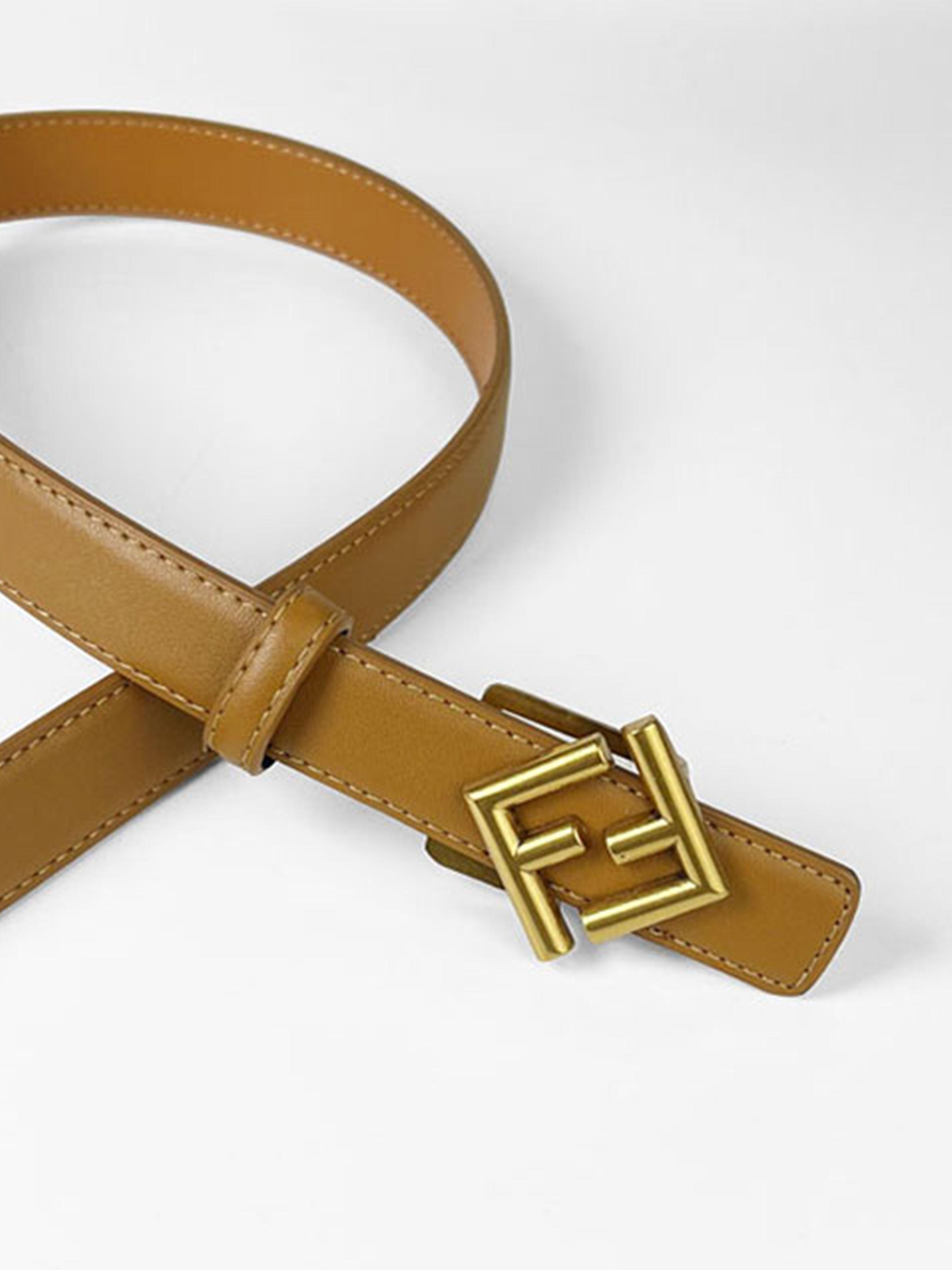 CCbelt Women's Antique Gold FF Letter Buckle Skinny Belt 2.5 Inches