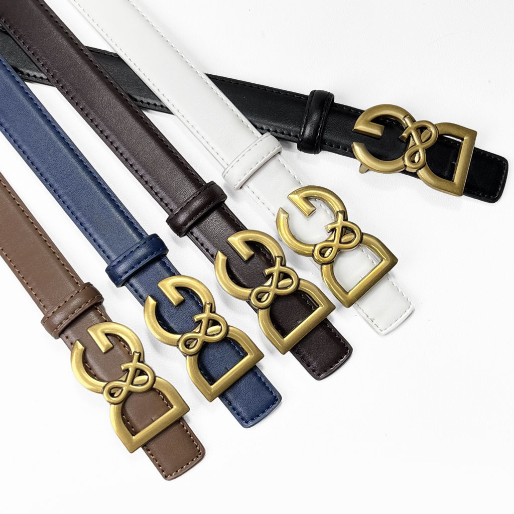 CCbelt Women's Antique Gold CD Loop Buckle Skinny Belt 2.5 Inches