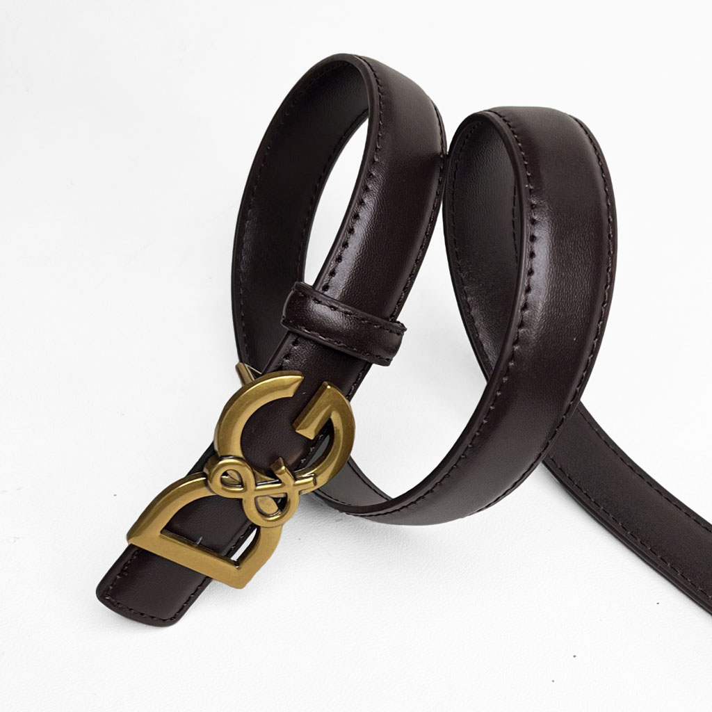 CCbelt Women's Antique Gold CD Loop Buckle Skinny Belt 2.5 Inches