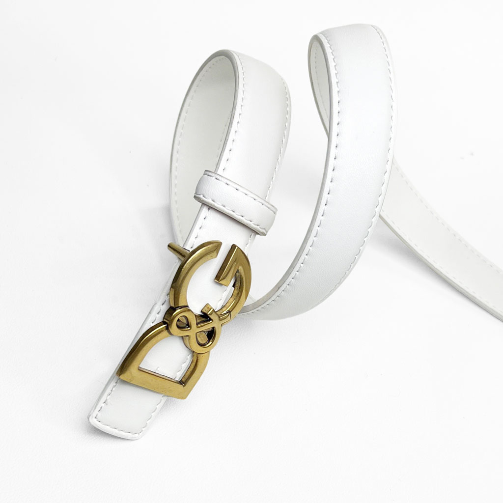CCbelt Women's Antique Gold CD Loop Buckle Skinny Belt 2.5 Inches
