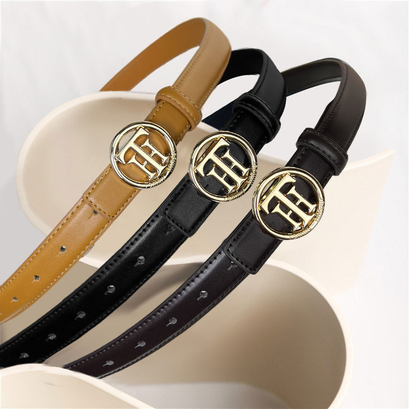 CCbelt Women's Gold Round TH Ring Buckle Skinny Belt 2.5 Inches