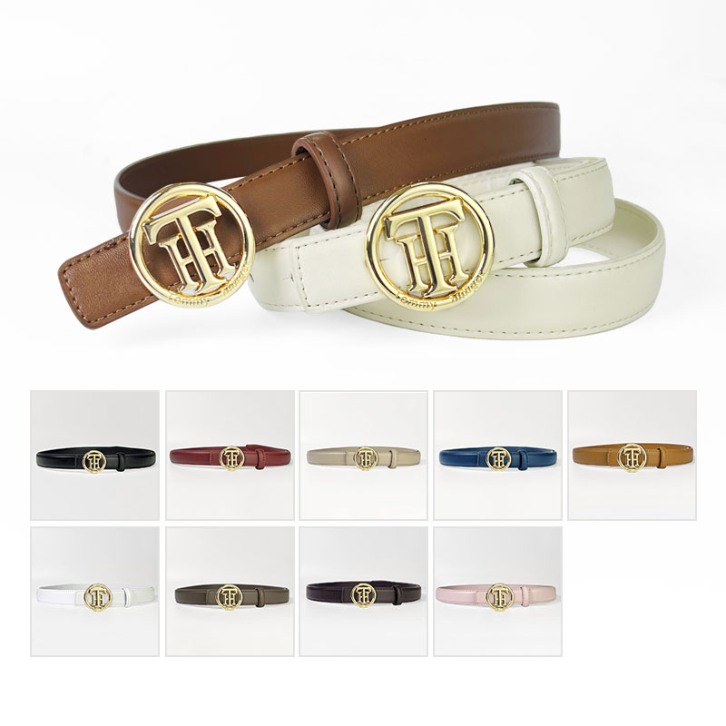 CCbelt Women's Gold Round TH Ring Buckle Skinny Belt 2.5 Inches