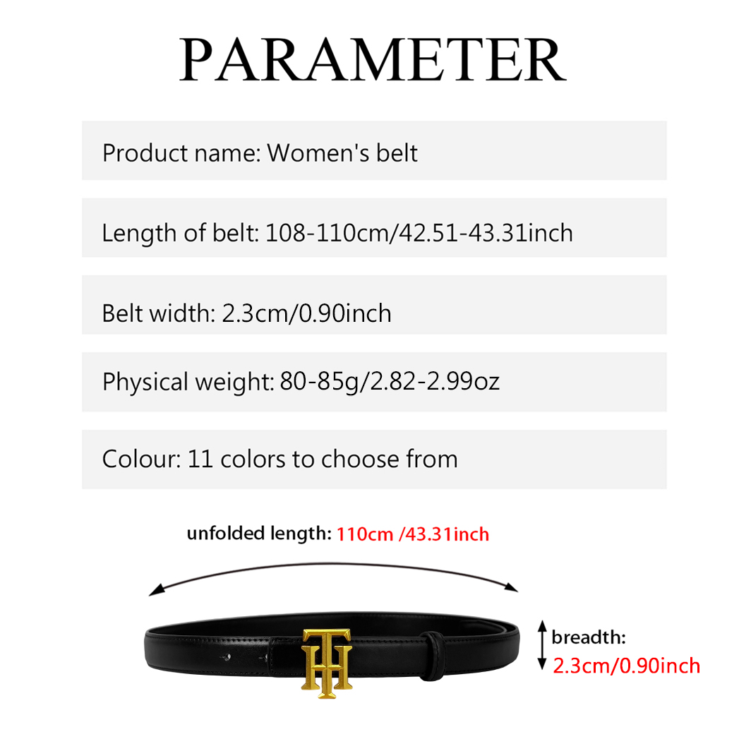 CCbelt Women's Antique Gold TH Letter Buckle Skinny Belt 2.5 Inches
