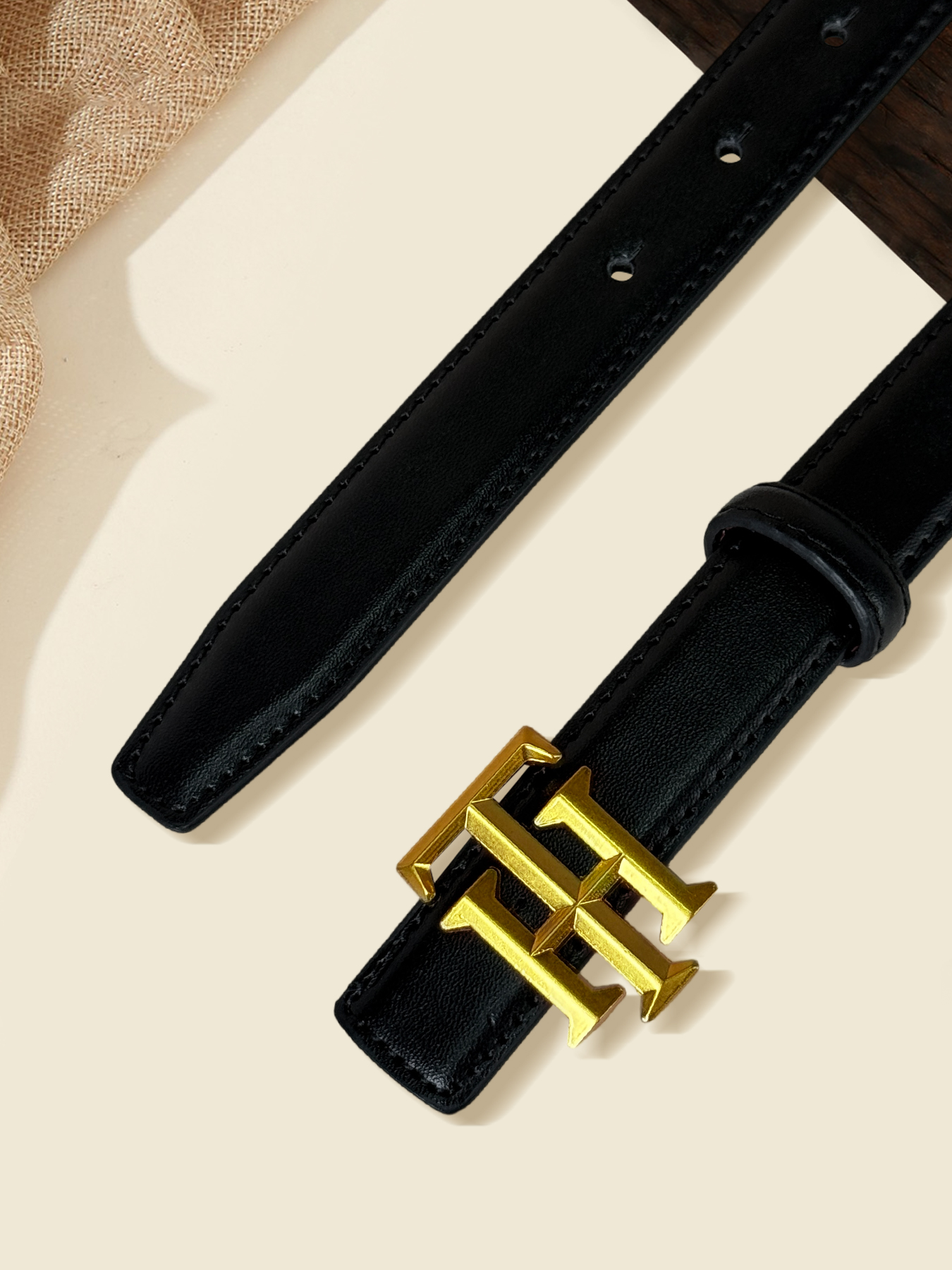 CCbelt Women's Antique Gold TH Letter Buckle Skinny Belt 2.5 Inches