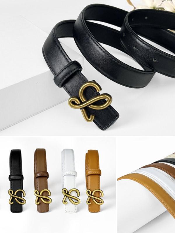 CCbelt Women's Bronze Anagram Loop Buckle Skinny Belt 2.5 Inches