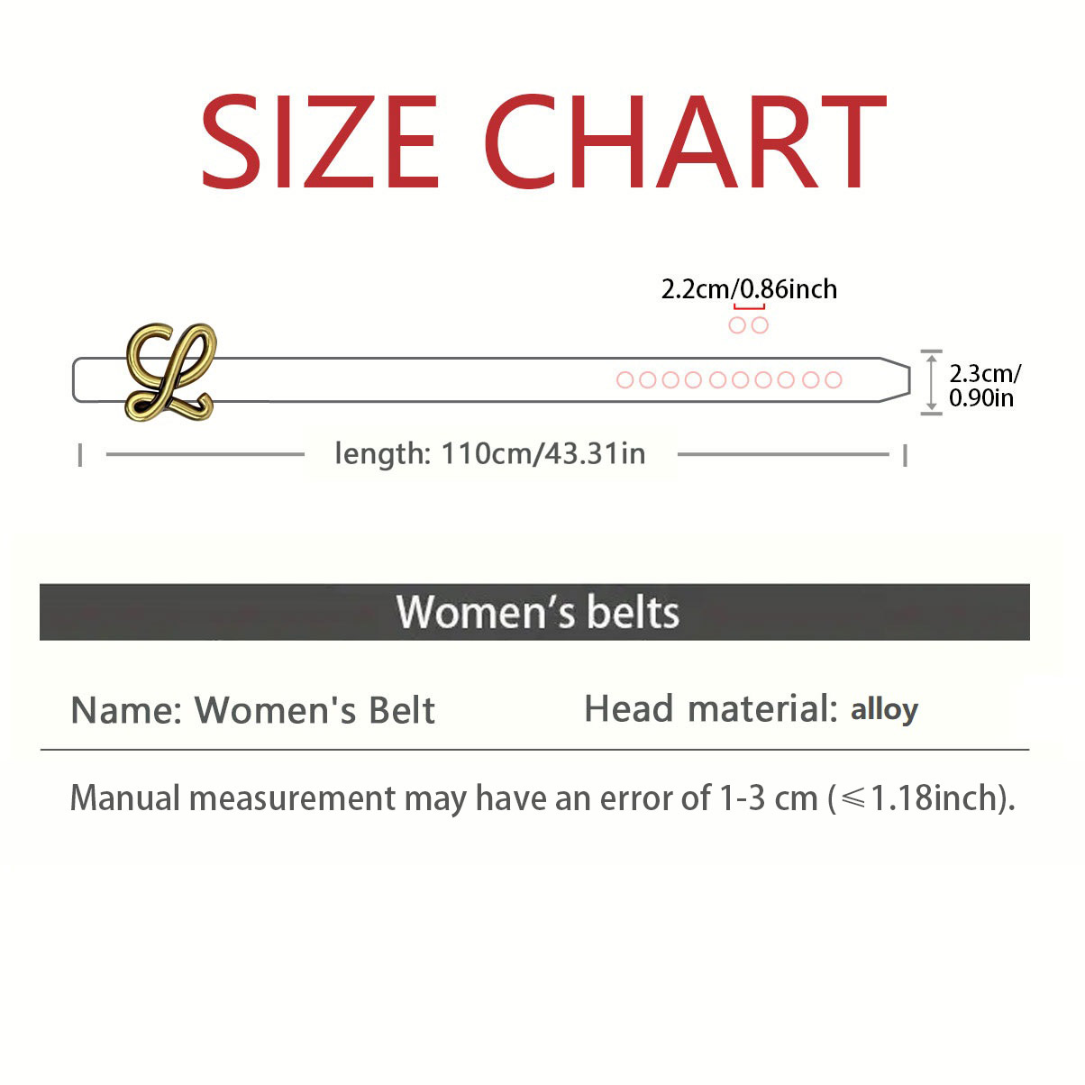 CCbelt Women's Bronze Anagram Loop Buckle Skinny Belt 2.5 Inches