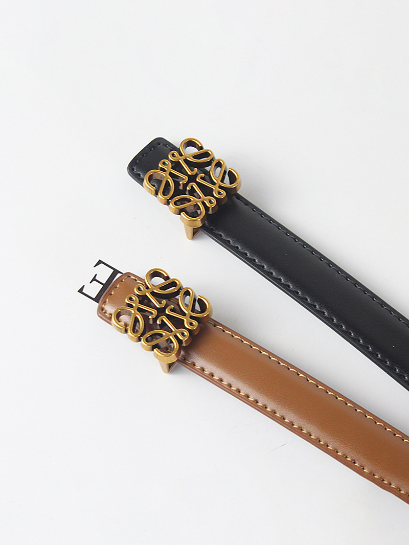 CCbelt Women's Antique Gold Square Anagram Buckle Skinny Belt 2.5 Inches