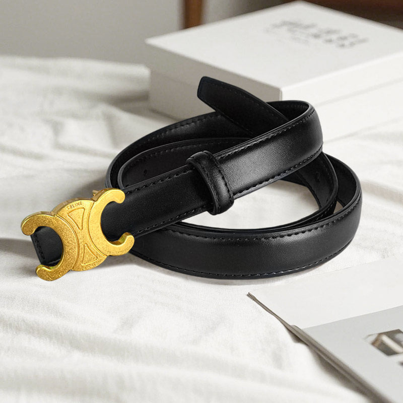 CCbelt Women's Gold Triomphe Arc Buckle Skinny Belt 2.5 Inches
