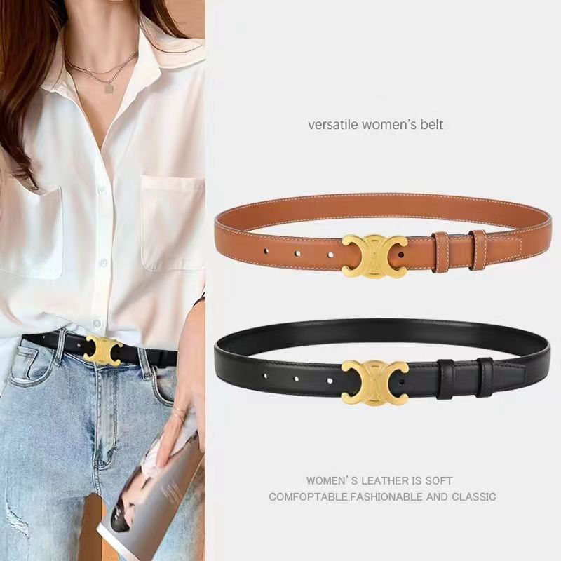 CCbelt Women's Gold Triomphe Arc Buckle Skinny Belt 2.5 Inches