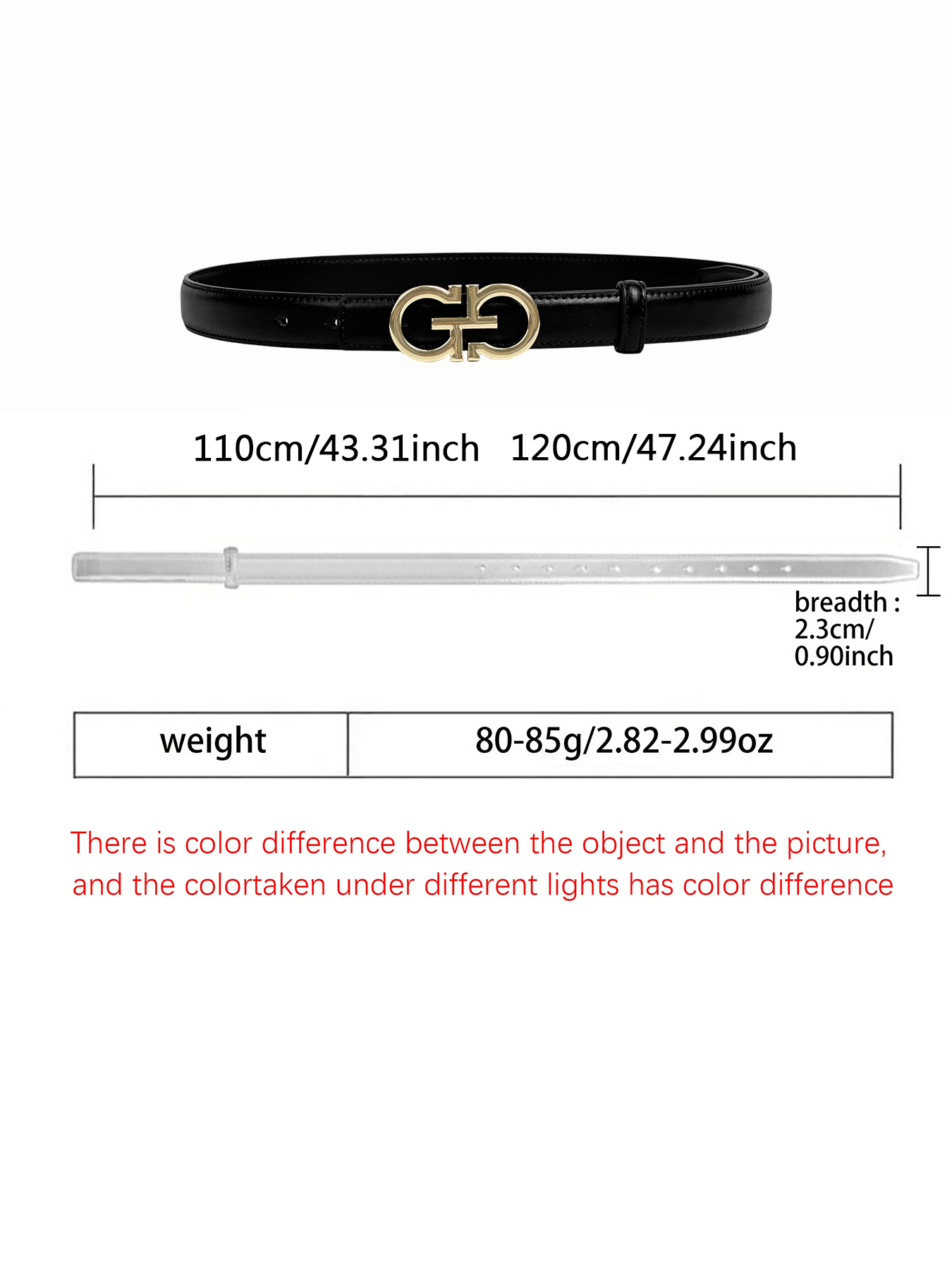 CCbelt Women's Gold Notched Double Hook Buckle Skinny Belt 2.5 Inches