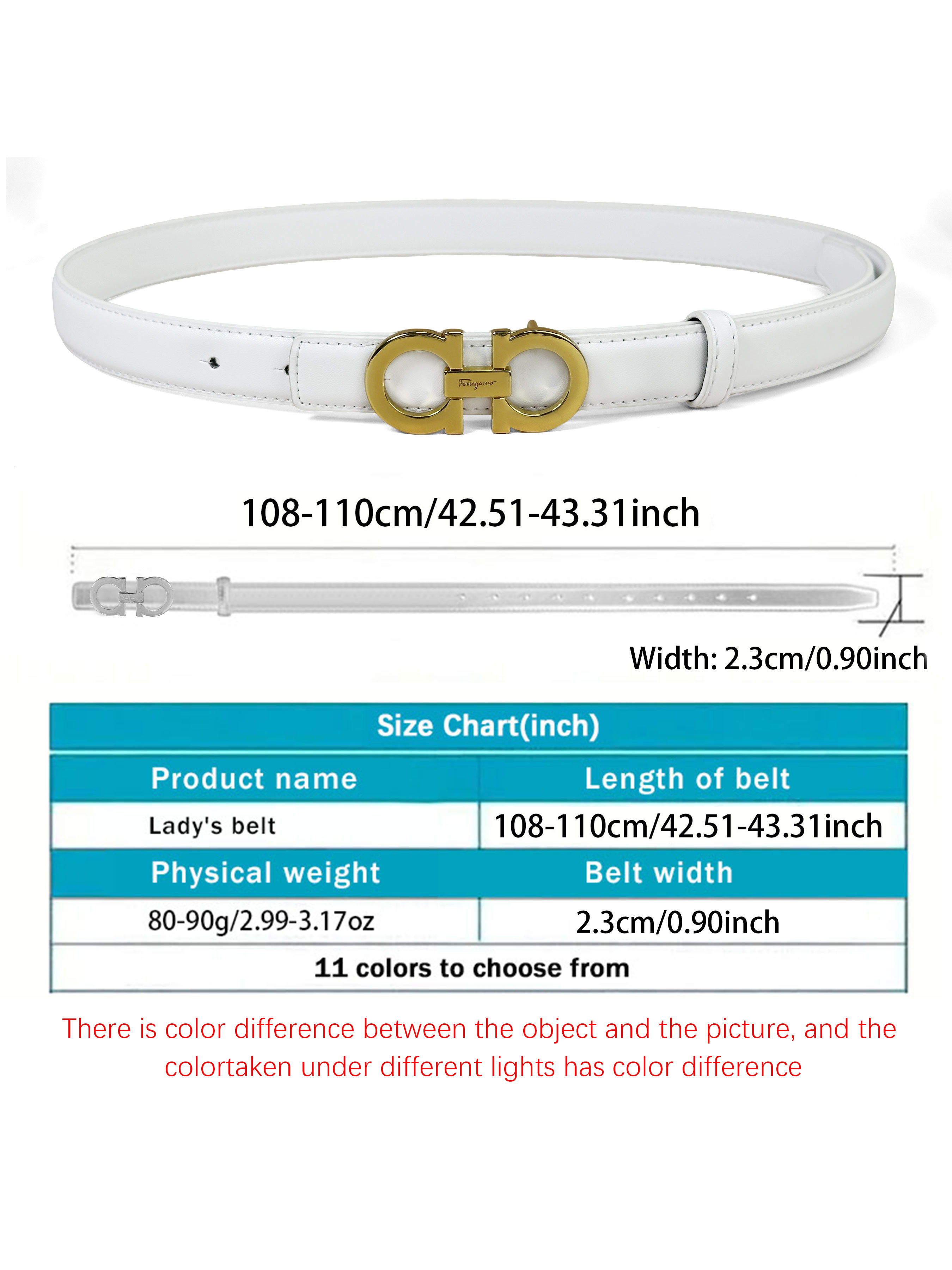 CCbelt Women's Polished Gold Double Hook Buckle Skinny Belt 2.5 Inches