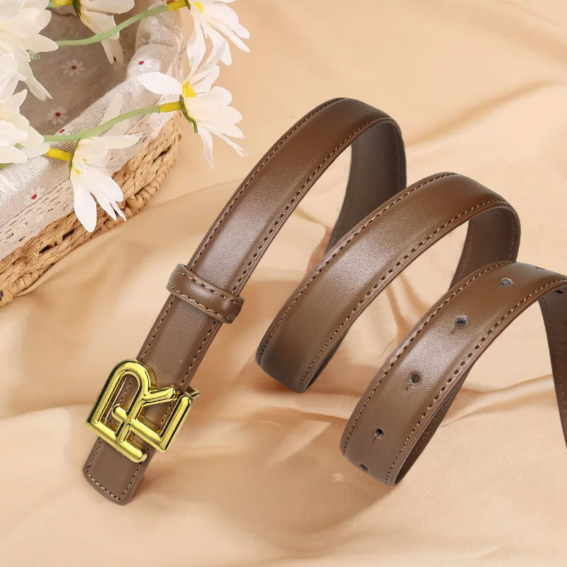 CCbelt Women's Gold RL Letter Buckle Skinny Belt 2.5 Inches