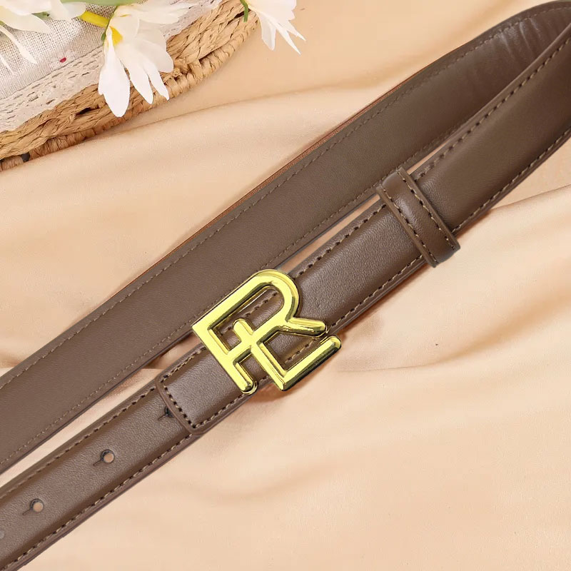 CCbelt Women's Gold RL Letter Buckle Skinny Belt 2.5 Inches