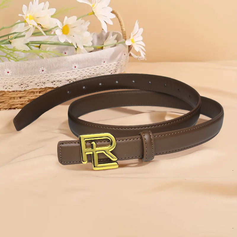 CCbelt Women's Gold RL Letter Buckle Skinny Belt 2.5 Inches
