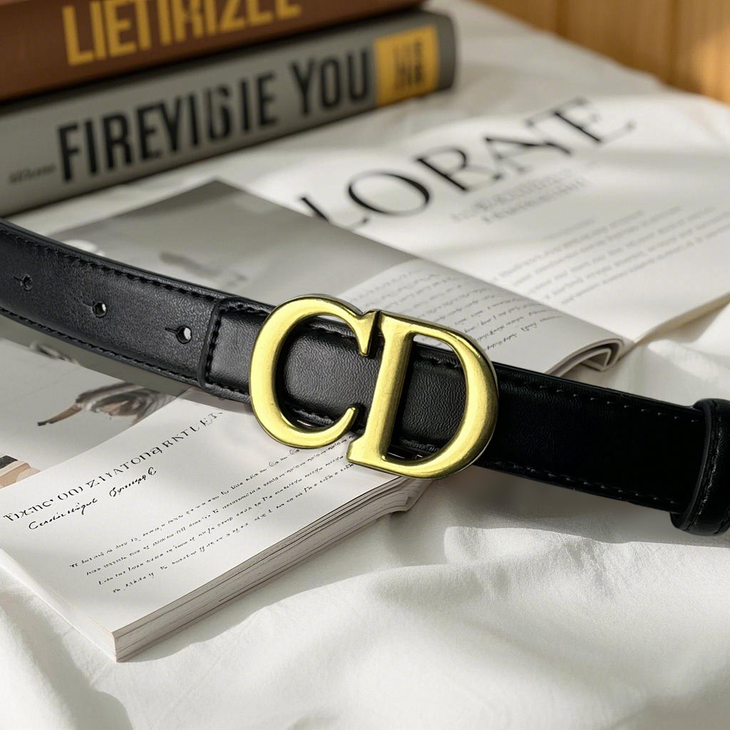 CCbelt Women's Gold CD Letter Buckle Skinny Belt 2.5 Inches