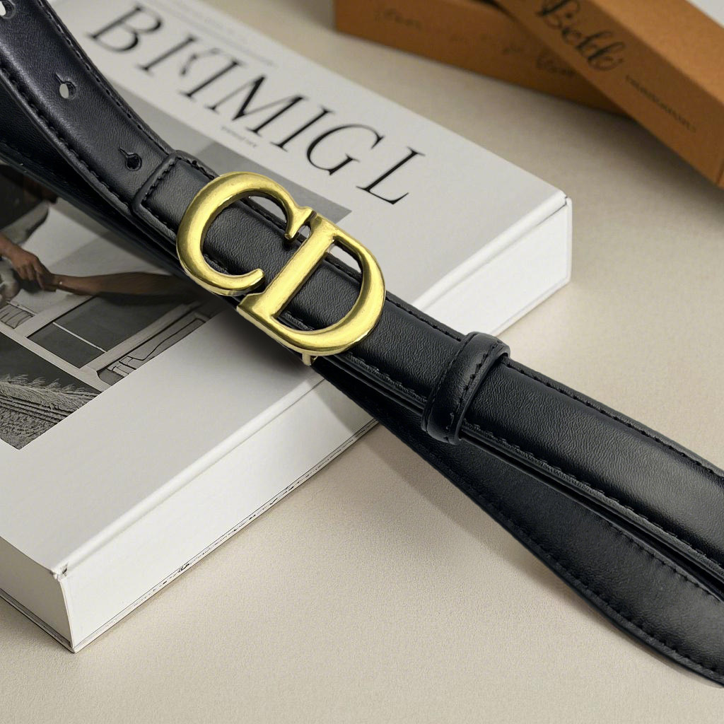 CCbelt Women's Gold CD Letter Buckle Skinny Belt 2.5 Inches