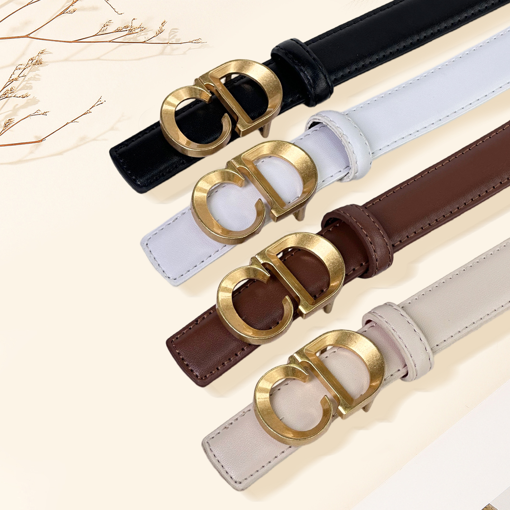 CCbelt Women's Gold Concave CD Letter Buckle Skinny Belt 2.5 Inches