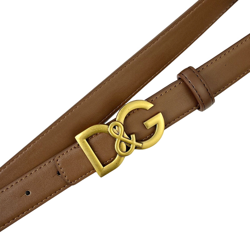 CCbelt Women's Gold DG Pattern Loop Buckle Skinny Belt 2.5 Inches