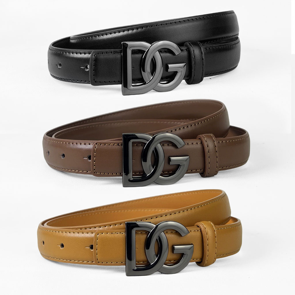 CCbelt Women's Plain DG Letter Buckle Skinny Belt 2.5 Inches
