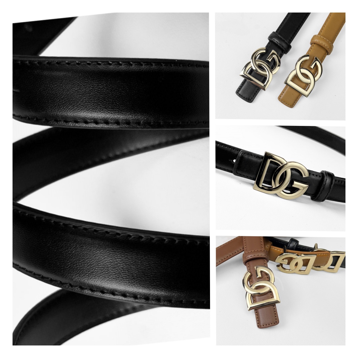 CCbelt Women's Flat Gold DG Letter Buckle Skinny Belt 2.5 Inches
