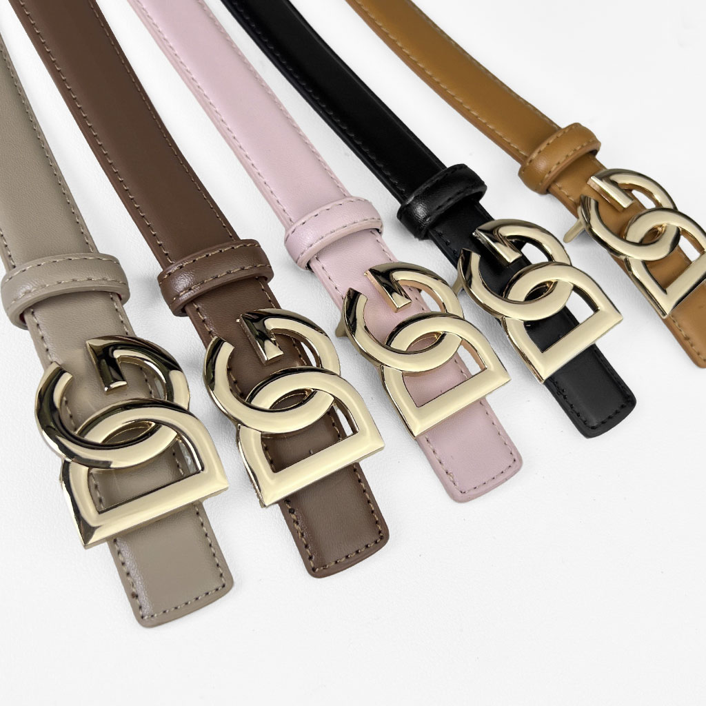 CCbelt Women's Flat Gold DG Letter Buckle Skinny Belt 2.5 Inches