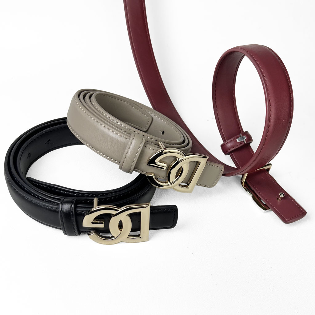 CCbelt Women's Flat Gold DG Letter Buckle Skinny Belt 2.5 Inches