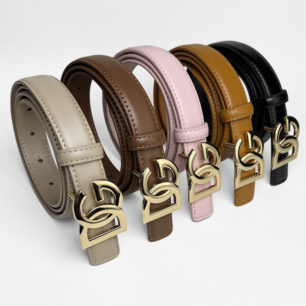 CCbelt Women's Flat Gold DG Letter Buckle Skinny Belt 2.5 Inches