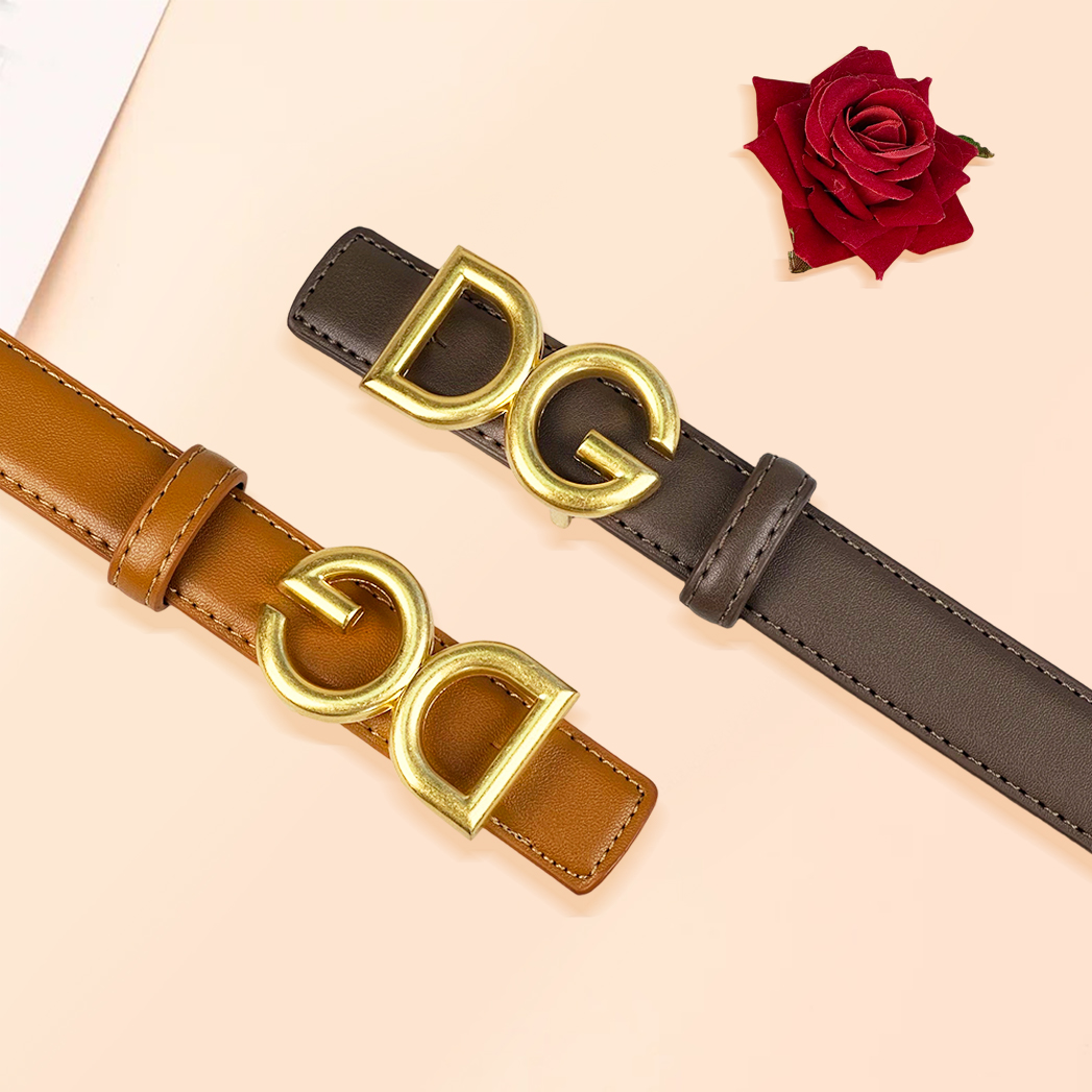 CCbelt Women's 3D Gold DG Letter Buckle Skinny Belt 2.5 Inches