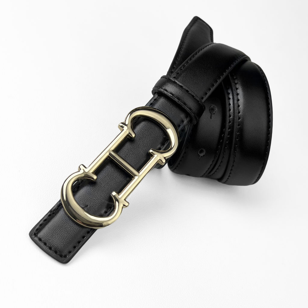 CCbelt Women's Gold CHC Letter Buckle Skinny Belt 2.5 Inches