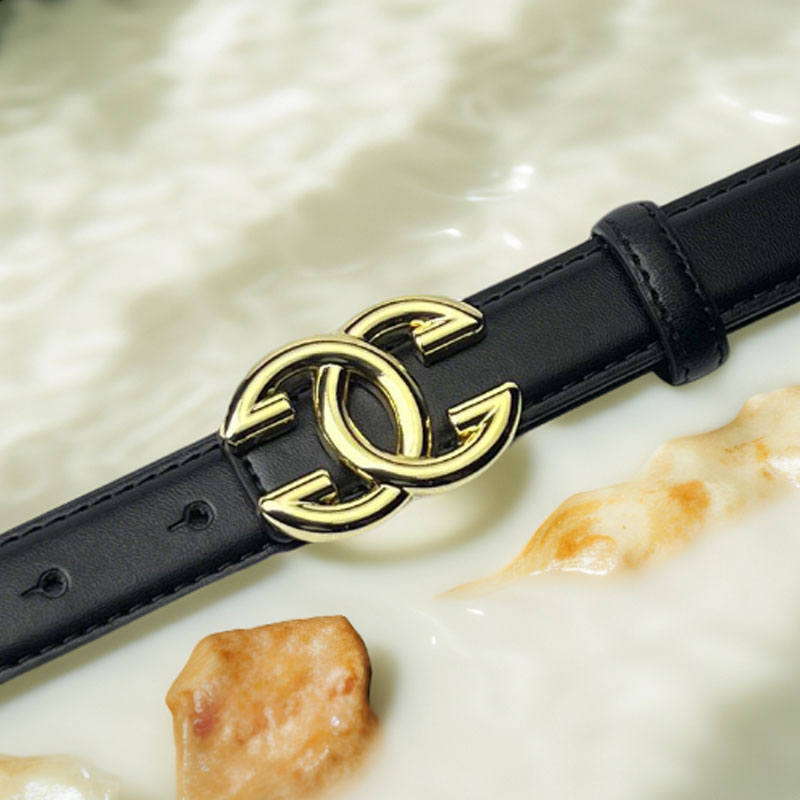 CCbelt Women's Gold Interlocking GG Buckle Skinny Belt 2.5 Inches