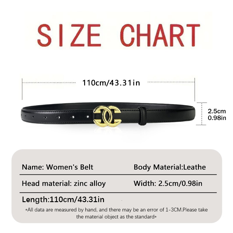 CCbelt Women's Gold Interlocking GG Buckle Skinny Belt 2.5 Inches