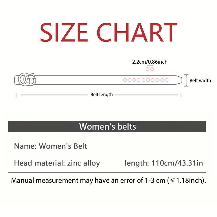 CCbelt Women's Plain GG Buckle Skinny Belt 2.5 Inches