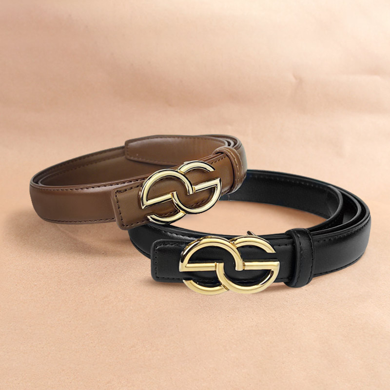 CCbelt Women's Gold Wrapped GG Buckle Skinny Belt 2.5 Inches