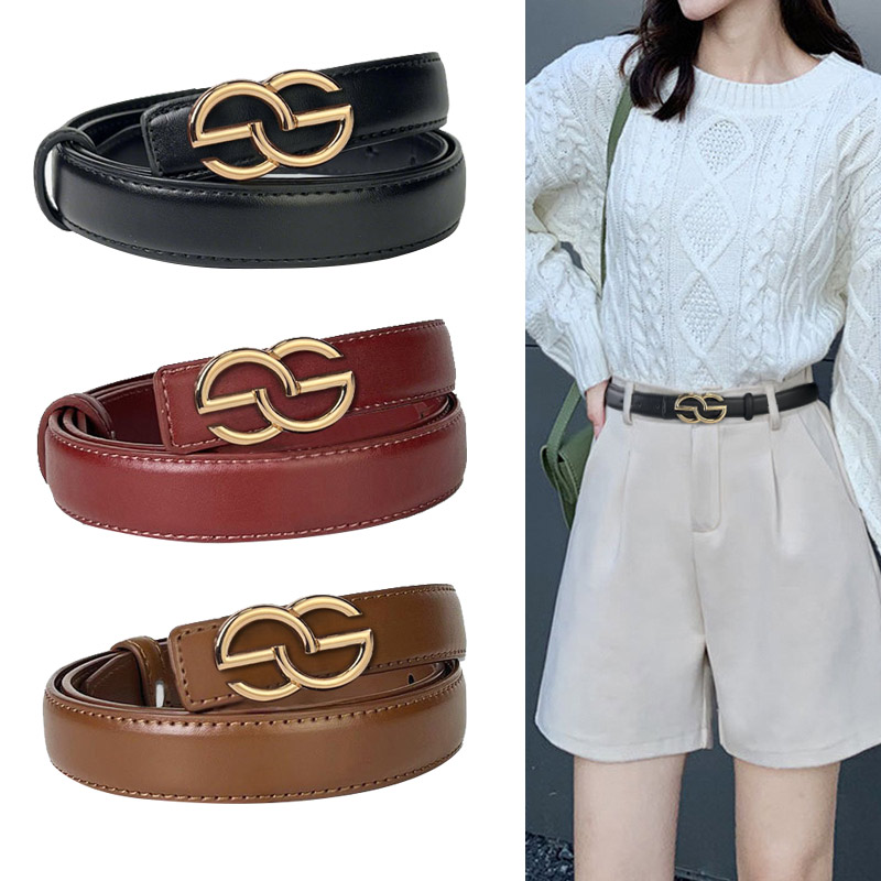 CCbelt Women's Gold Wrapped GG Buckle Skinny Belt 2.5 Inches