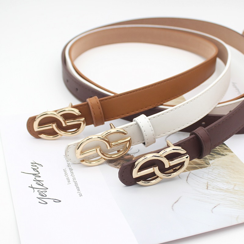 CCbelt Women's Gold Wrapped GG Buckle Skinny Belt 2.5 Inches