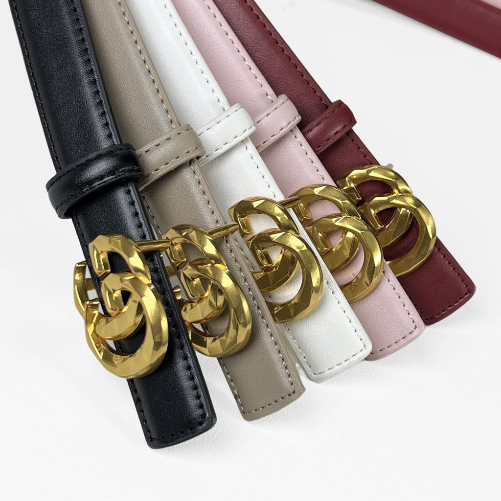 CCbelt Women's Faceted GG Buckle Skinny Belt 2.5 Inches