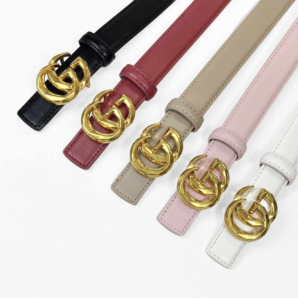 CCbelt Women's Faceted GG Buckle Skinny Belt 2.5 Inches