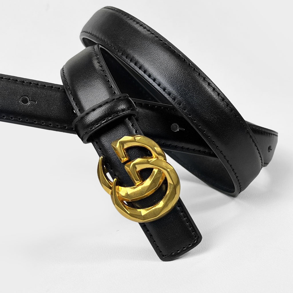 CCbelt Women's Faceted GG Buckle Skinny Belt 2.5 Inches