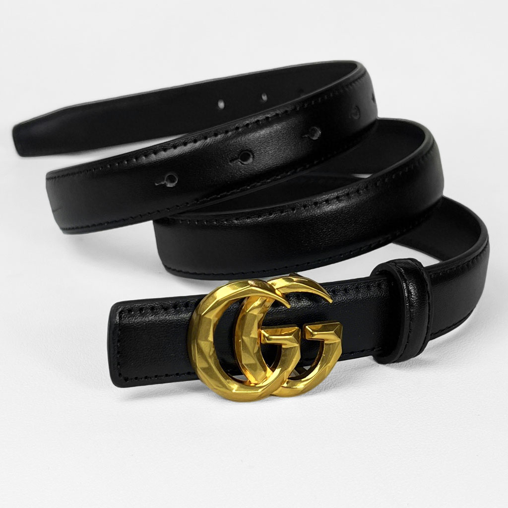 CCbelt Women's Faceted GG Buckle Skinny Belt 2.5 Inches