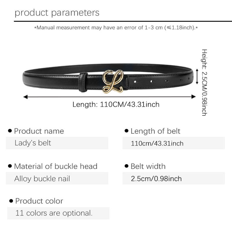 CCbelt Women's Gold Anagram Loop Buckle Skinny Belt 2.5 Inches