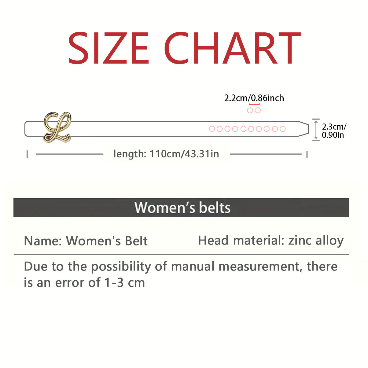 CCbelt Women's Gold Anagram Loop Buckle Skinny Belt 2.5 Inches