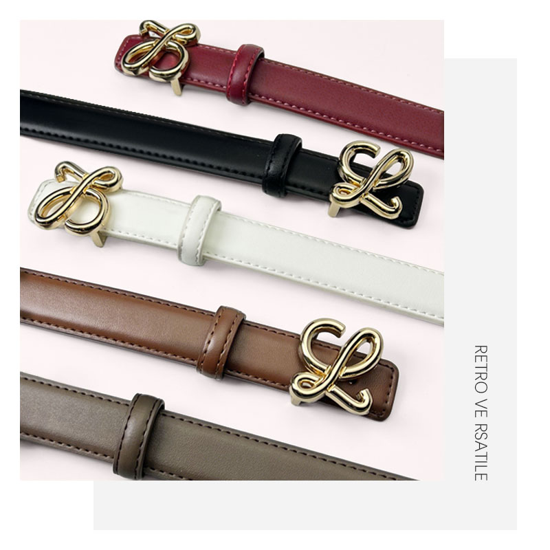 CCbelt Women's Gold Anagram Loop Buckle Skinny Belt 2.5 Inches