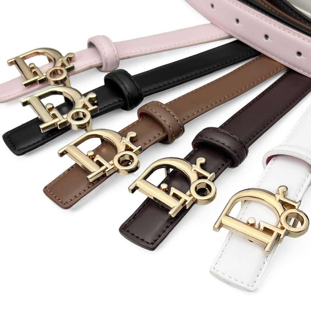 CCbelt Women's Gold Script Letter Buckle Skinny Belt 2.5 Inches