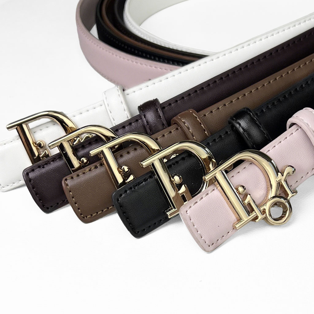 CCbelt Women's Gold Script Letter Buckle Skinny Belt 2.5 Inches