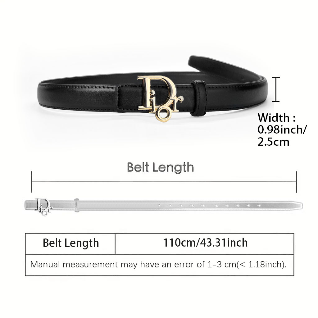 CCbelt Women's Gold Script Letter Buckle Skinny Belt 2.5 Inches