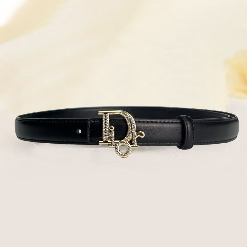 CCbelt Women's Crystal D Letter Buckle Skinny Belt 2.5 Inches