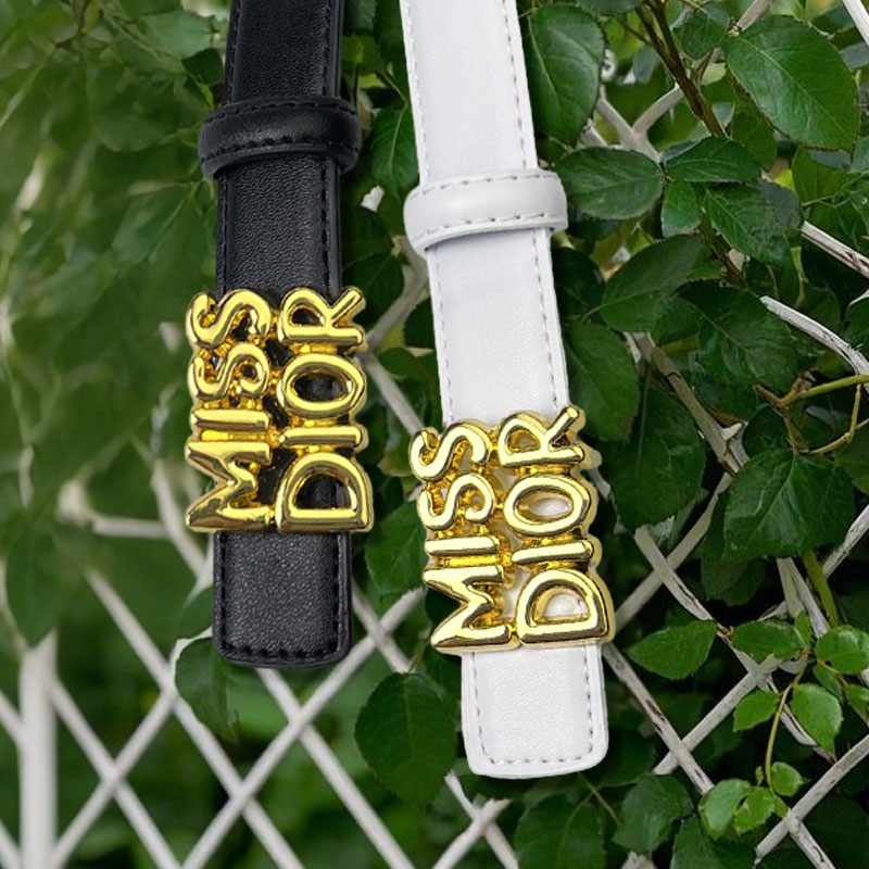 CCbelt Women's Gold MISS DIOR Letter Buckle Skinny Belt 2.5 Inches